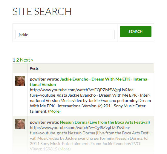 Multisite Suche Results
